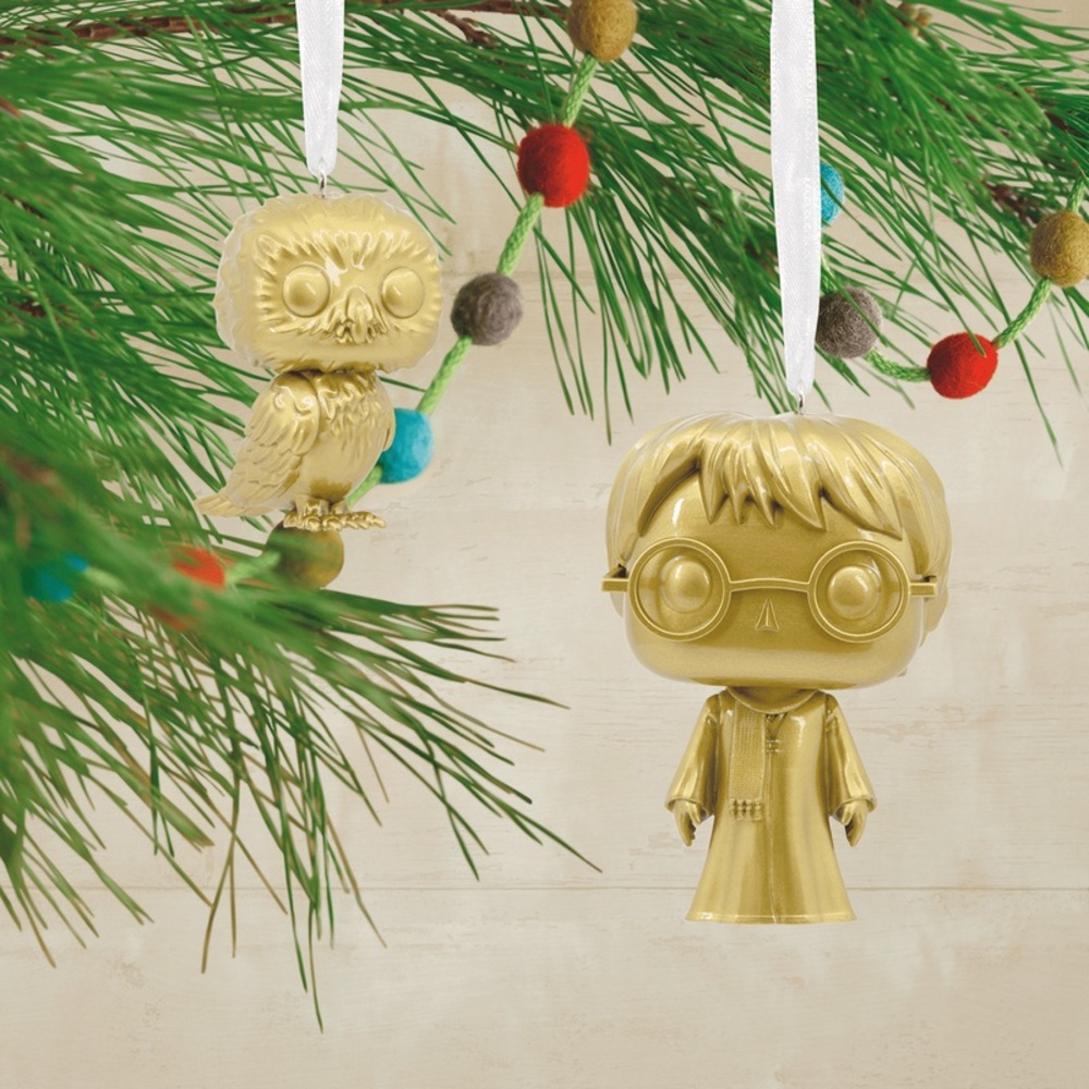 Hallmark 2022 Funko Pop Harry Potter and Hedwig Christmas Ornament Chase Gold